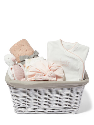 Baby Gift Hamper – 3 Piece set with Pink Pointelle Blanket